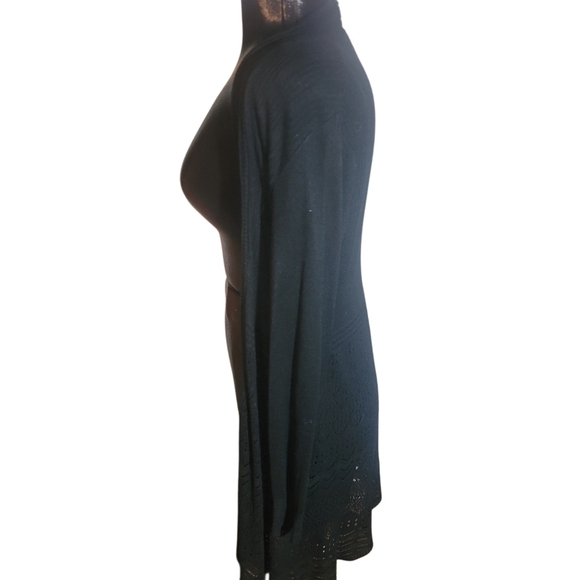 Grand Black Open Front Cardigan - Picture 4 of 6